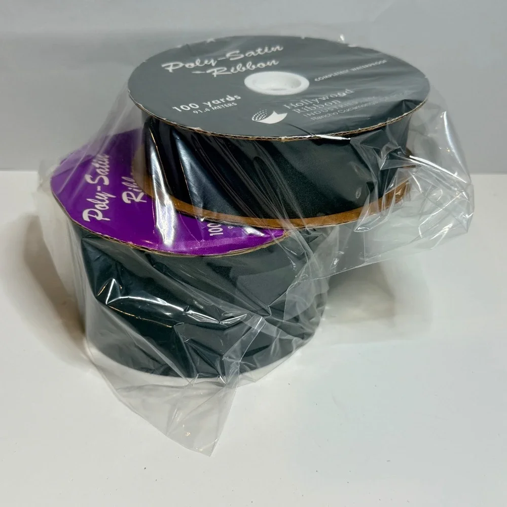 Hollywood Ribbon Black Poly-Satin Waterproof Ribbon 2.75